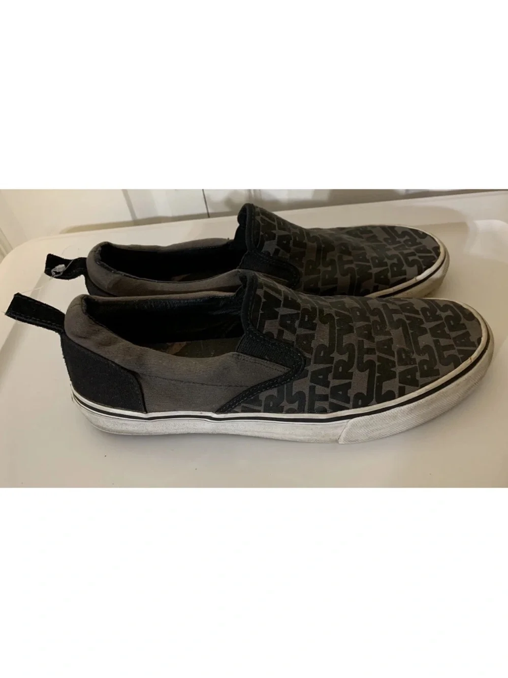 Skechers Mens Sz 10.5 Star Wars Slip-On Boat Loafer Black Gray